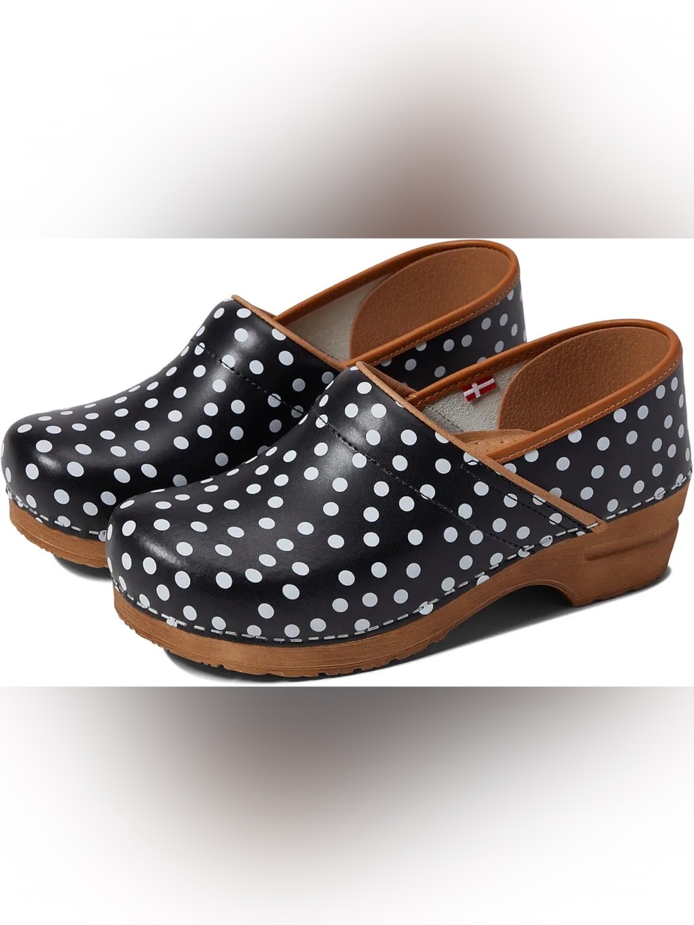 Sanita Roxbury polka dot clogs in black